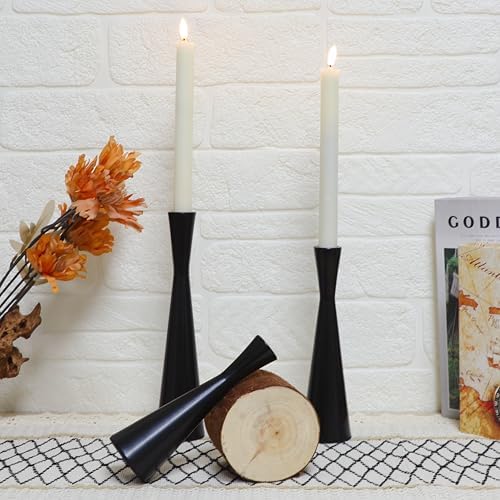 Set of 3 Taper Candle Holders Metal Candlestick Holders Table Mantel Decorative Candle Stand for Dinning,Party，Wedding,Home Decor(Matte Black) - Image 5