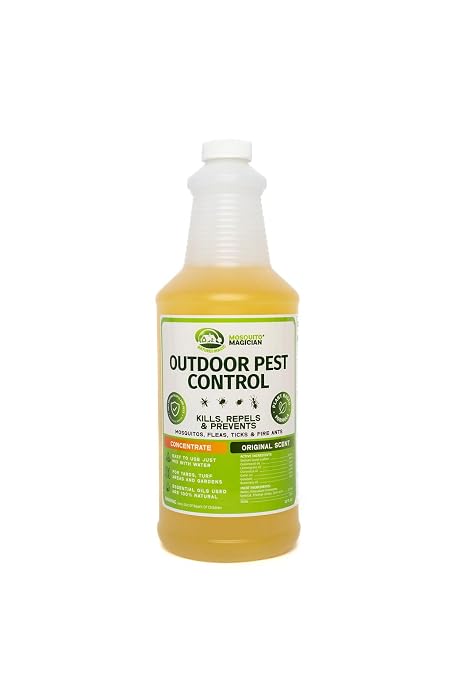 Mosquito Magician Liquid Concentrate – Kills Mosquitoes, Fleas & Fire Ants, Repels and Prevents Ticks – Essential Oil Yard Treatment Spray – for Sprayers, Foggers & Misting Systems – 32 oz, Original