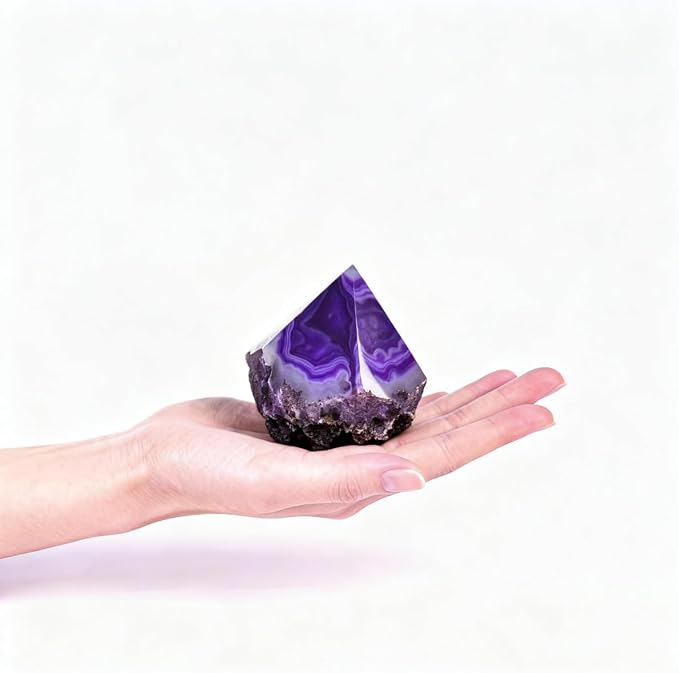 Agate Wand Irregular Pillar 0.6-1.1 Lbs Dyed Purple for Vintage Galaxy Theme Small Garden Relaxation Desktop Decor