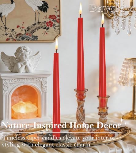 Red Taper Candles 12 Pack 10 Inch Christmas Candlesticks Dripless Unscented Long Burning Tall Red Tapered Candles for Valentine’s Day Christmas Dinner Table Weddings Restaurants Events - Image 4