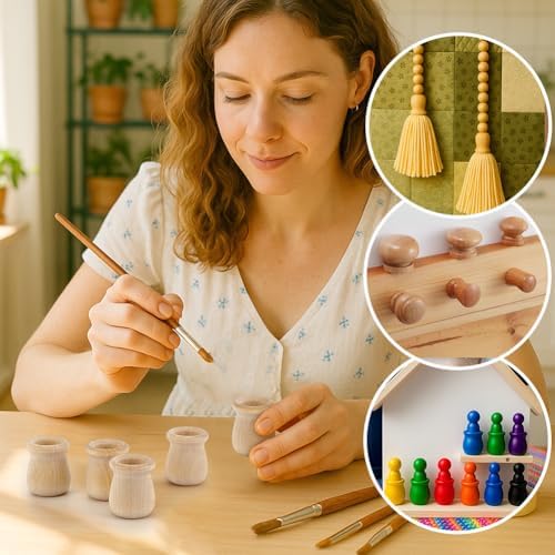 PH PandaHall 20pcs Candle Cups, Wood Candle Holders Unfinished Wooden Candle Cups Wood Dowel Caps Candlesticks Holders for Hand Painting Crafts Home Decor Fireplace Decor, 1 × 1.3 Inch - Image 5