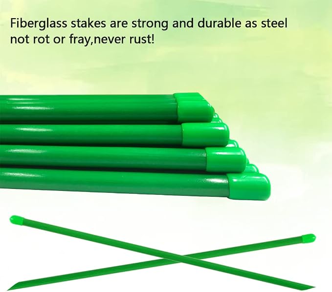 Garden Stakes 58 inch Sturdy Fiberglass Material Plant Sticks Support, Tomato Stakes, Pack of 20