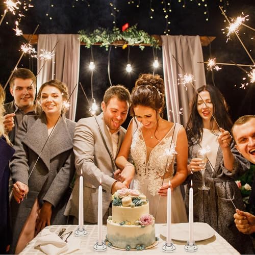12 PCS Glass Taper Candle Holders Bulk Candlestick Holders Clear Short Tapered Candle Stick Holder Decor Set for Table Centerpiece Wedding Party Advent Christmas Home Decorations (12, Clear) - Image 5