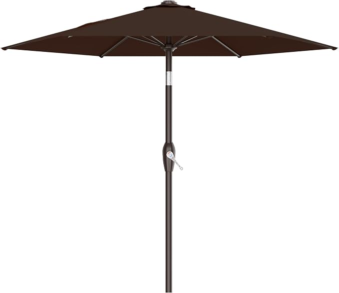 AreShark 7.5FT Patio Umbrella Table Market Umbrella w/Tilt and Crank, Heavy-Duty Outdoor Umbrellas for Pool, Deck, Garden and Backyard, Brown