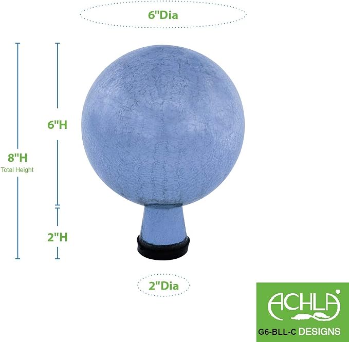 Achla Designs G6-BLL-C, Blue Lapis 6-Inch Crackle Gazing Globe Ball, 6