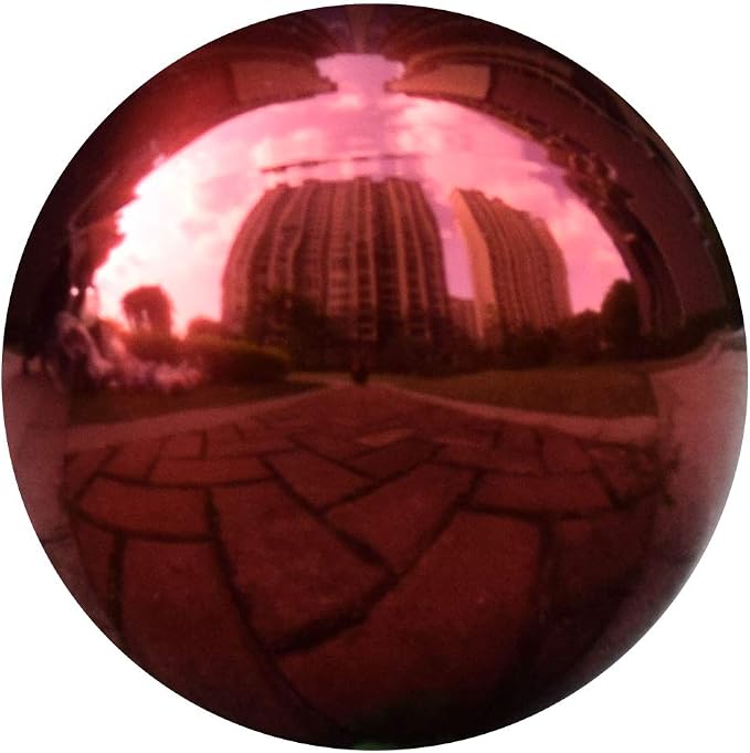 12 Inches Red Stainless Steel Gazing Ball, Mirror Garden Globe, Home Decor