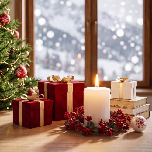 Daifunli 2 Pcs Christmas Red Berry Candle Ring Artificial Winter Red Berry Wreaths Candle-Ring for Pillar 6 Inch Candles Holder for Winter Christmas Country Wedding Kitchen Table Centerpiece Decor - Image 3