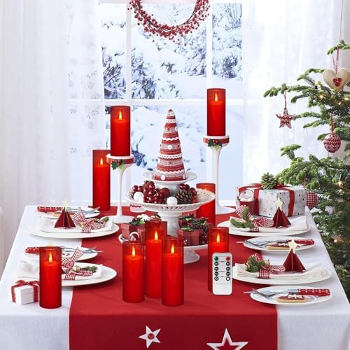 24-Pack Red Flameless LED Candles - Remote Control & Timer, Realistic Flickering for Chinese New Year Decor, Valentine's Day, Romantic Home Ambiance, Fireplace Mantel & Festive Centerpieces - Image 7
