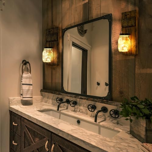 Wall Candle Sconces Set of 2, Candle Holder Rustic Home Decor, Farmhouse Mounted Wooden Candle Holders with Lights, Wall Decorations for Bedroom, Living Room, Kitchen, Bathroom - Image 6