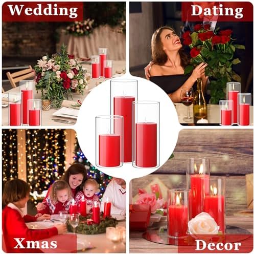 Shihanee 3 Pillar Candle and Holder, S, Red - Image 6