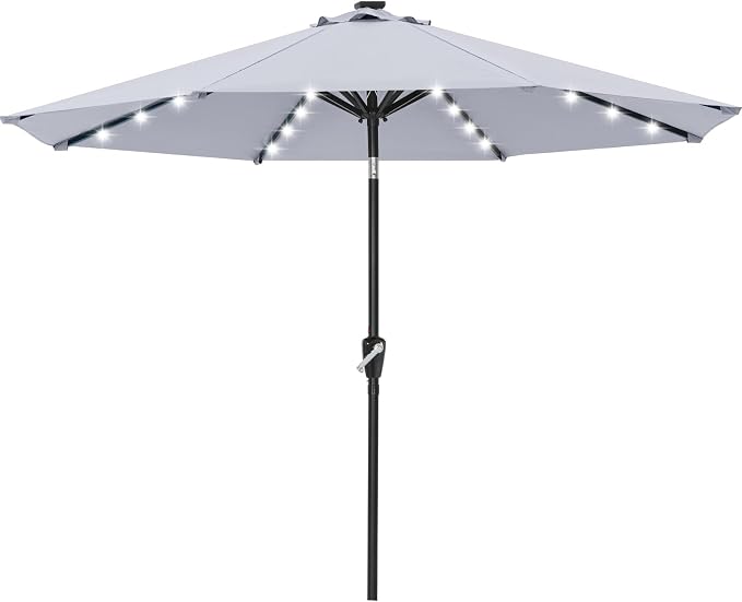 ABCCANOPY Durable Solar Led Patio Umbrellas with 32LED Lights 11FT (Grey)