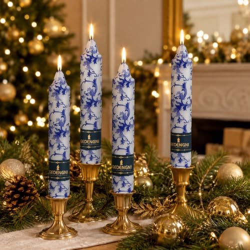 Chinoiserie Taper Candles 7inch, Blue and White Candle 4 Pack - Image 6