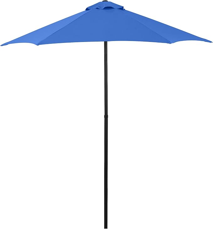 Sunline 7.5 ft Patio Umbrella with Crank & Push Button Tilt, Outdoor Market Umbrella with UV Protection & Wind Vent, Metal Frame for Deck, Pool & Table, Pacific Blue