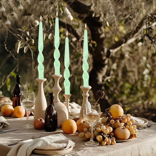 MAITREYA Mocha Beige Taper Candles Spiral Stick Candles Taper Candles-Set of 4 for Decoration Weddings Party Church-Unscented Dripless Candles,10inch(B-Mocha Beige) - Image 6