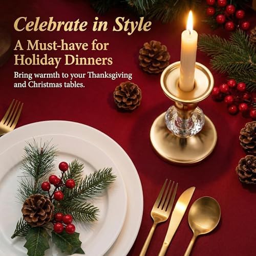 Candlestick Holders Taper Candle Holders, Candle Stick Candle Holder for Table Centerpiece, Wedding Reception, Festive Christmas Mantel Decoration or Home Decor(Gold, 3 Sets(6 Pcs)) - Image 6