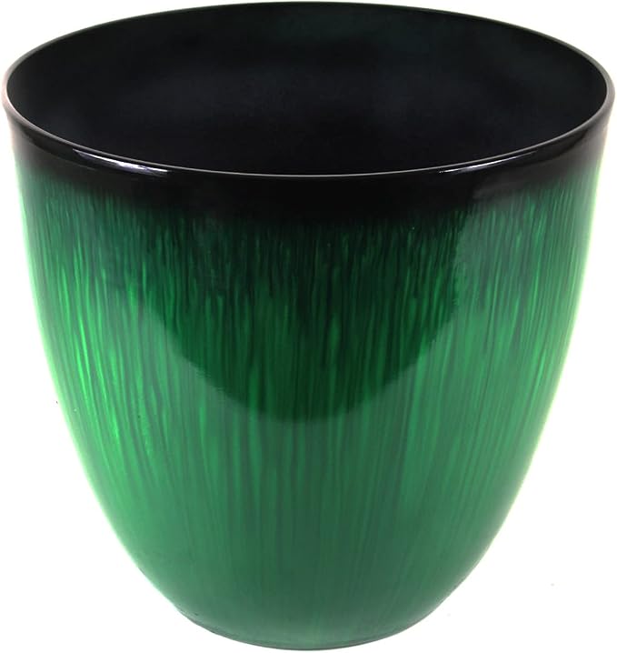 Gardener Select (EPR12-205) Large Egg Shaped Planter - Modern Indoor & Outdoor Decorative Flower Pot/Box (12 Inch, Green Flower)
