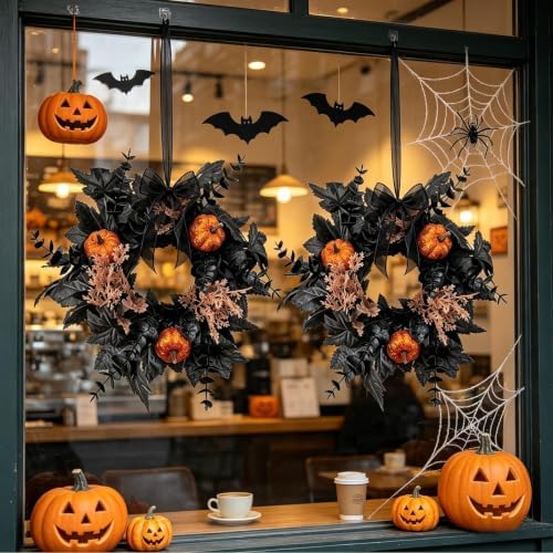 Halloween Fall Candle Ring Set, Artificial Pumpkin Wreath for Pillar - Image 6