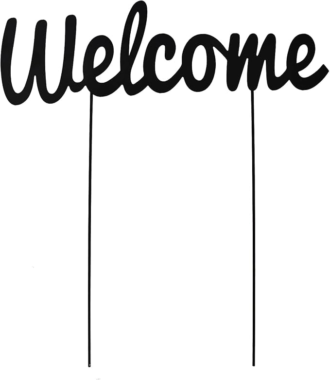 Metal Letter Welcome Yard Sign with Stake Outdoor Decorations Garden Lawn Front Porch Outside Letter Yard Sign Garden Stake Decor (Welcome)
