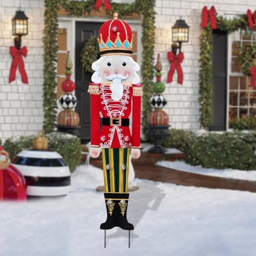 Afirst Christmas Yard Sign Nutcracker with LED Lighted Metal Stakes Decor - Image 2