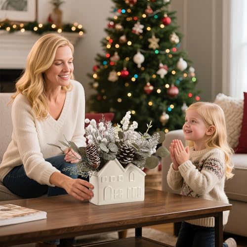Small Christmas Tree Table Decorations, Artificial Mini Christmas Tree with Pine Cones, Christmas Plants Decorations in Ceramic Pot, Tabletop Ornaments for Home Indoor Fireplace Dining Table Decor - Image 5