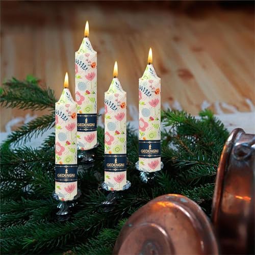 Printed Taper Candle Dripless Candlesticks - Gedengni 4pcs Cute Flower Handmade Candles Short Candle Sticks 7inches Floral Tapered Candles for Home Party Wedding Dinner,18-CUTFLW - Image 4
