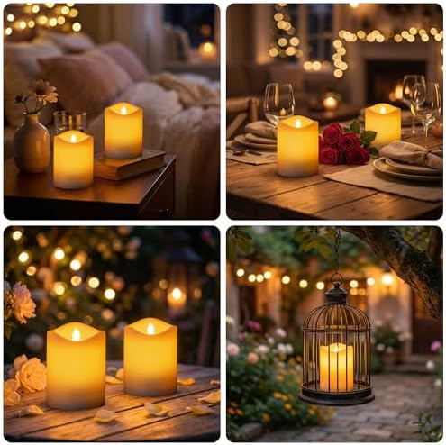 Livinlarge Solar Candles Outdoor Waterproof,6pcs 3"x4" Solar Flamele Candle - Image 5