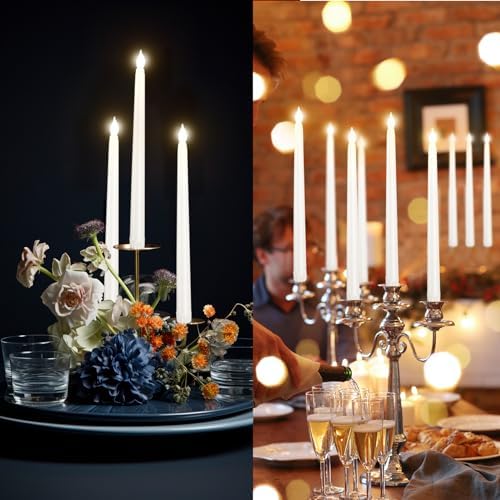 96pcs Flameless Flickering LED Taper Candles Bulk Battery Operated Candles for Christmas Halloween Birthday Wedding Party, (Ivory, 11 inch, 96pcs) - Image 6