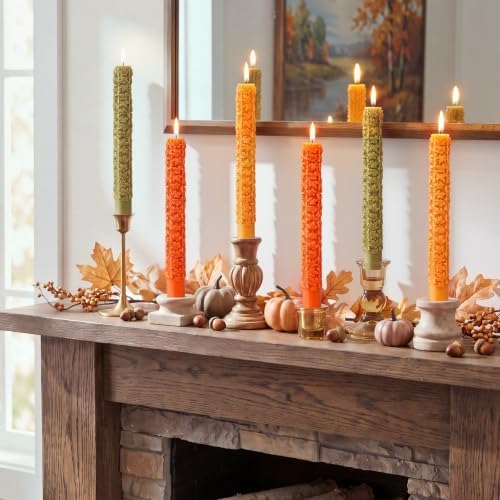 Conelist 6 Pcs Fall 3D Maple Leaf Taper Candles 8.5 Inch Autumn Colorful Decorative Scented Candles Fall Home Table Centerpiece Decorations for Thanksgiving Harvest Halloween Party Decor (3 Colors) - Image 4