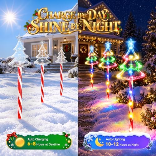 KOOPER 20 Pack Solar Christmas Candy Tree Stake Lights, 10 Modes Xmas Decor - Image 6