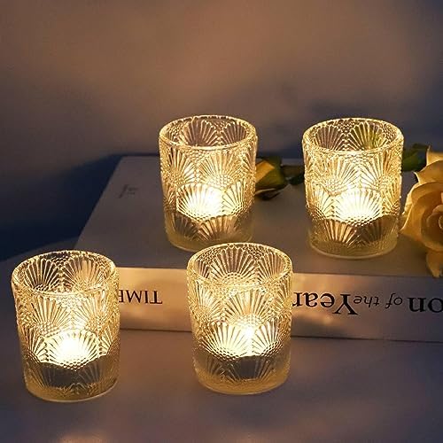 Woho 24pcs Clear Votive Candle Holders, Glass Tea Lights Candle Holder for Wedding Table Centerpiece, Vintage Tealight Candle Holder Decor for Anniversary, Bridal Shower Christmas Party by Woho