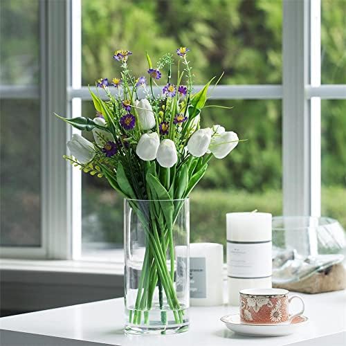 Enova Floral Clear Glass Cylinder Vase 5 x 10 Inches Round Flower Vase, Pillar Candle Floating Candle Holder Vase, Tall Glass Vase for Flowers, Glass Vase for Decor, Wedding Centerpieces (1 Piece) - Image 4
