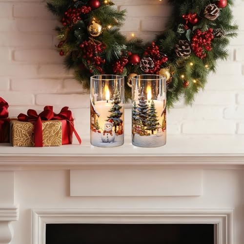 Christmas LED Glass Flameless Candles Battery Operated with Remote Timer - Image 5