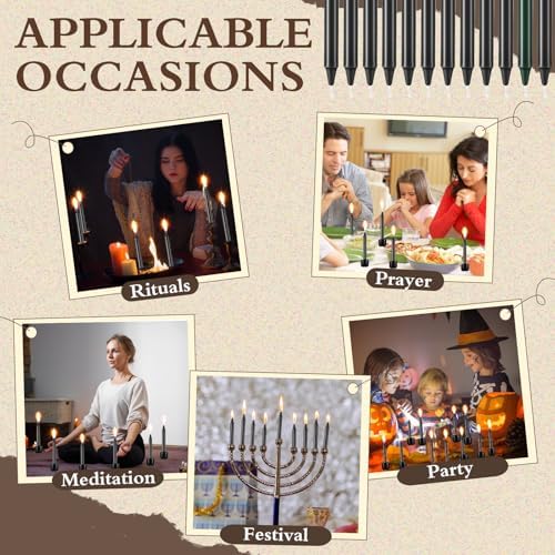 Baderke 24 Pack 4 Inch Mini Black Taper Candles Sticks and 6 Spell Candle Holders for Witchcraft Spell Candles for Rituals, Birthdays, Meditation, Altar, Spells - Image 6