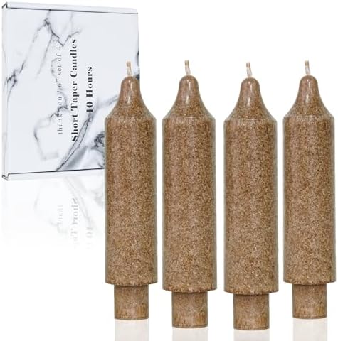 CandleSticks Brown Short Taper Candle 6 inch Dripless Tapered Candles for for Holiday Wedding Party Wax Unscented Dinner(Set of 4，Crystal) by LPUSA