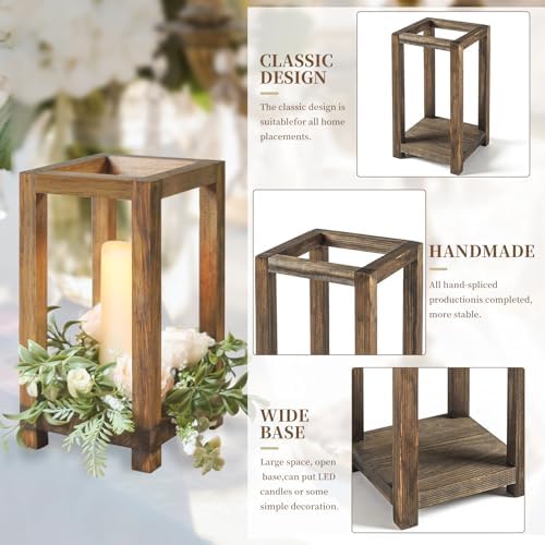 12Pcs Wooden Lanterns Wedding Centerpiece for Decorative, Rustic Candle Holder Decorative for Wedding Party, Flameless Candle Lantern for Valentine Wedding Table Decor - Image 3