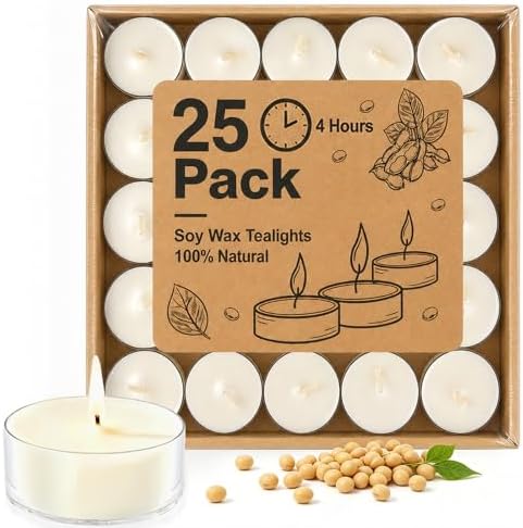 Tea Lights Candles, Votive Candles Bulk 25 Pack, 4 Hour by Unknown