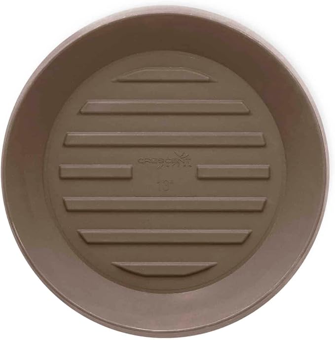 Crescent Garden Universal Round Planter Saucer, Durable Drainage Dish for Plant Pots, Heavy-Duty Plant Dishes Saucer, Indoor & Outdoor Plant Trays - Mocha (11 inch Inner, 15 inch Outer Diameter)