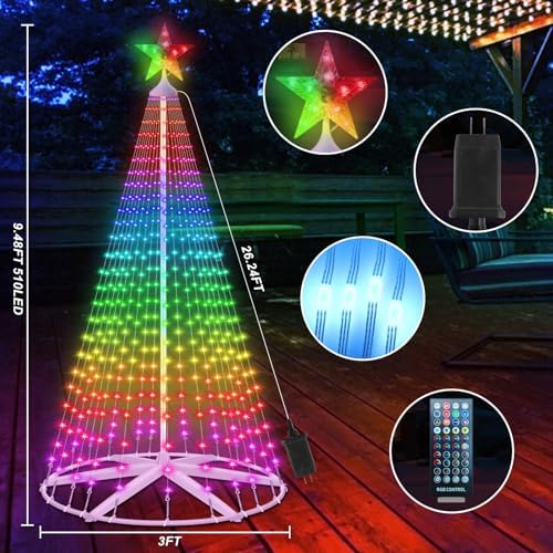9.48FT 510LED Smart Christmas Tree Lights Outdoor, Lighted Christmas Tree - Image 2