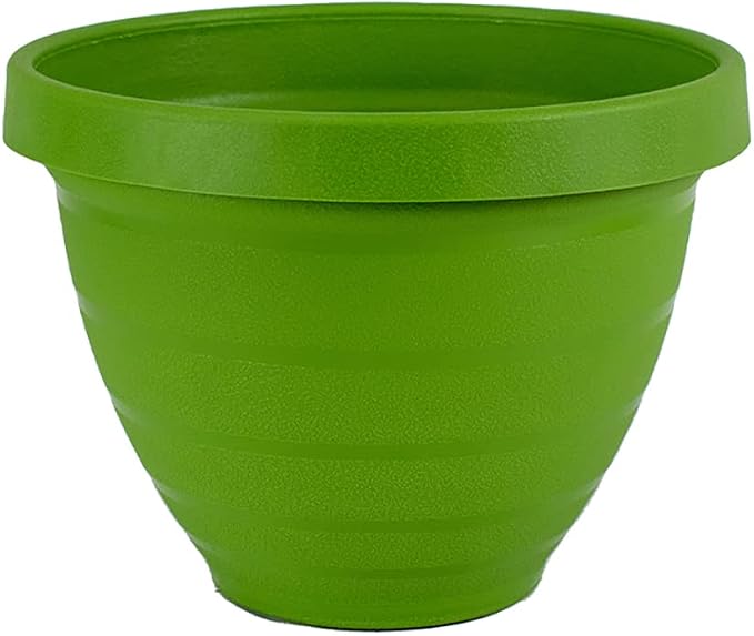 The HC Companies Rings Flower Planter - Self Watering Plant Pots for Herbs & More - Round Lightweight Outdoor & Indoor Planter (16" Green, Pack of 1)