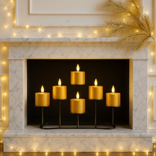 Smtyle Fireplace Christmas Candelabra Candle Holder - Black Matte Geometric Multi Tier Design, Stable Base, Perfect for Pillar Candles, Modern Minimalist Home Decor Accent - Image 4