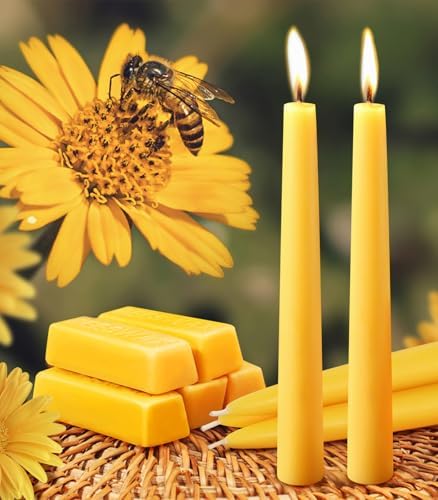 Beeswax Taper Candles,6 Pack, 8 Inch, Unscented Yellow - Image 2