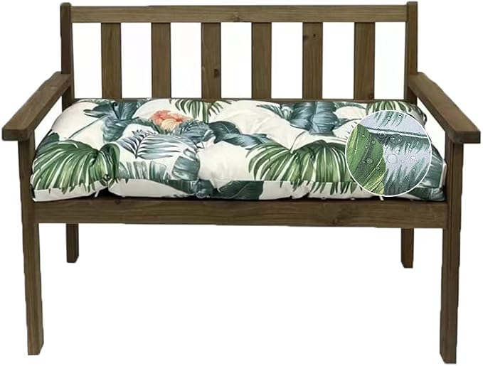 Outdoor Bench Cushion, Waterproof Swing Cushion Bench Seat Cushion, Swing Chair Replacement Seat Pads Cushion Pillow for Lounger Garden Furniture Patio Metal Wooden Bench (B, 39.37x20in)