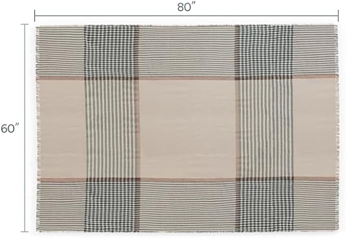 Outer Insect-Repellent Throw Blanket with Bug Shield Technology,Lightweight Outdoor Blanket for Backyard,Camping,Picnic and Beach,Striped Plaid,60” x 80”