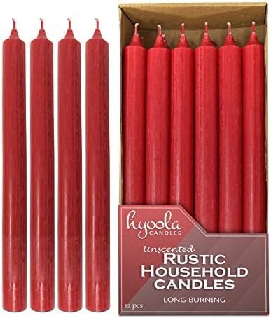 Hyoola 10 Inch Dinner Candles - 12 Pack - Red Tall Unscented Rustic Long Burning Candle Sticks - Image 4