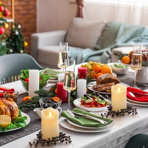 Daifunli 2 Pcs Christmas Candle Ring Faux Blue Berry Candle Ring 3.5 Inch Artificial Blueberry Farmhouse Wreath Candles Holder for Season Winter Christmas Holiday Spring Rustic Table Centerpiece Decor - Image 4