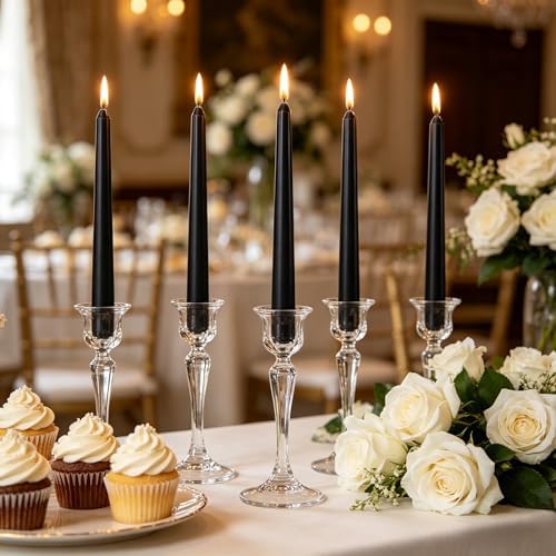 20-Pack Black Taper Candles Unscented, 10 Inch Tall Dinner Table Candlesticks for Halloween Gothic Centerpieces, Bulk Tapered Candles Long Burning Smokeless Dripless, Decorative Candle for Home Decor - Image 3