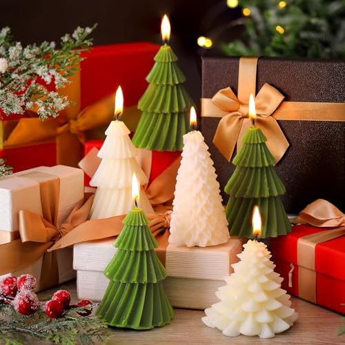 Conelist 6 Pcs Christmas Tree Candles Decorative Xmas Wax Candles Decor - Image 4
