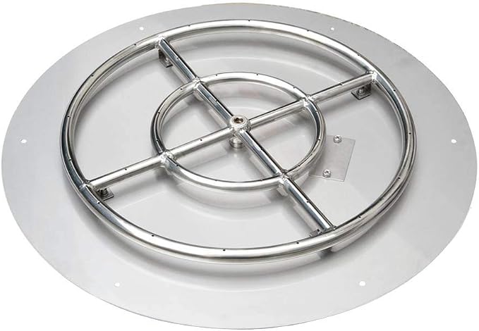 Stanbroil Stainless Steel 18" Round Flat Fire Pit Burner Pan w/12 Fire Ring Installed, BTU 92,000 Max
