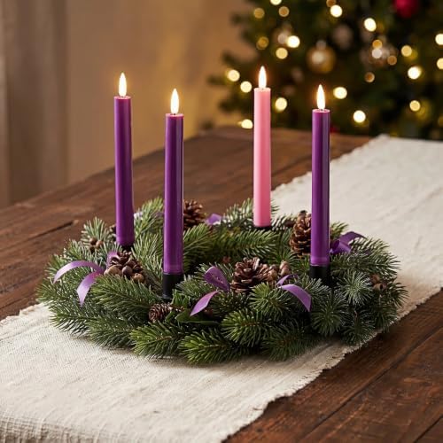 Simplelight Advent Candles, Purple & Pink, Remote, Timer, 9 Inch - Image 4