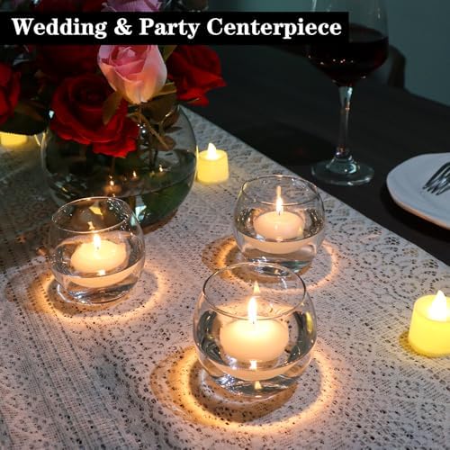 PINIWON 12pcs Clear Glass Round Votive Candle Holders, 2.6'' H x 3.1'' W - Image 5
